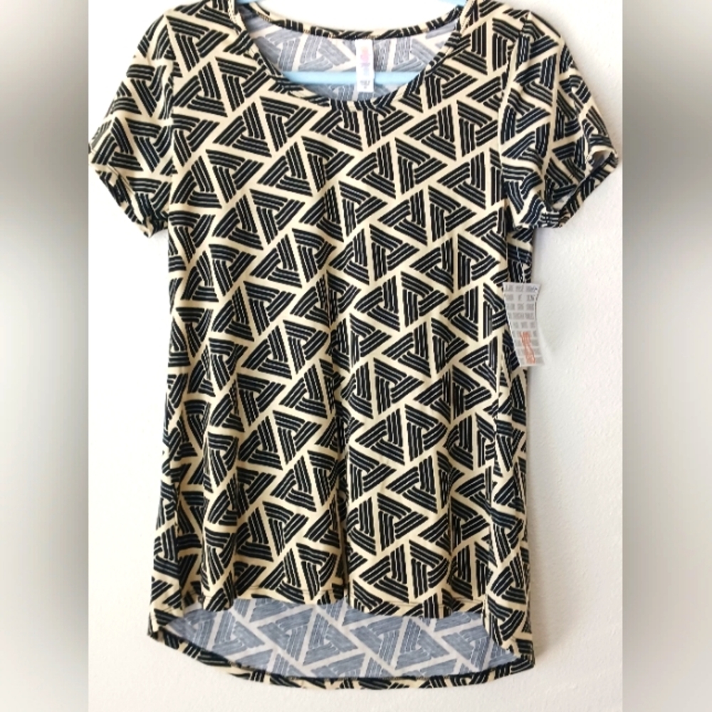 LulaRoe Beige Black Pullover Women Blouse Top NWT XS